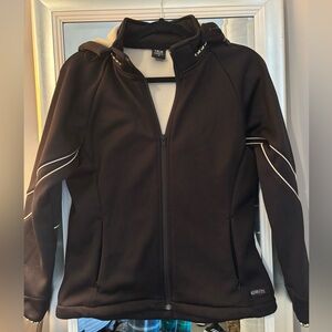 Kerrits Women’s Black Softshell Zip Jacket Fleece Lining Removable Hood Medium